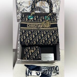 Black Blue and Gold Women's Mini Bag Wallet Set